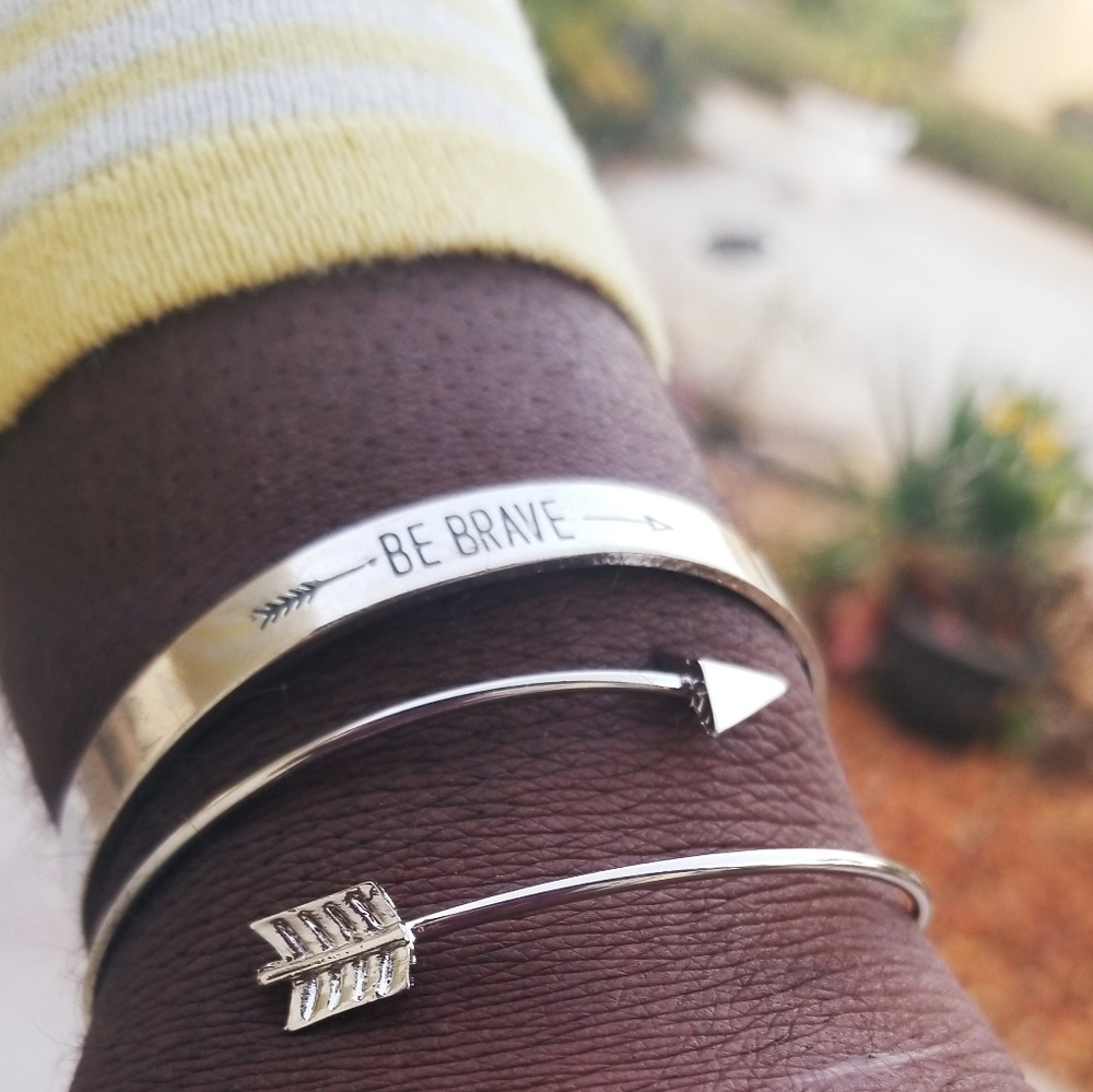 *Sold*Be Brave Cuff  and Arrow Bangle Bracelet Set - Picture 2 of 2